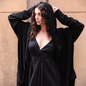 Alma Cape Cardigan Shine Black